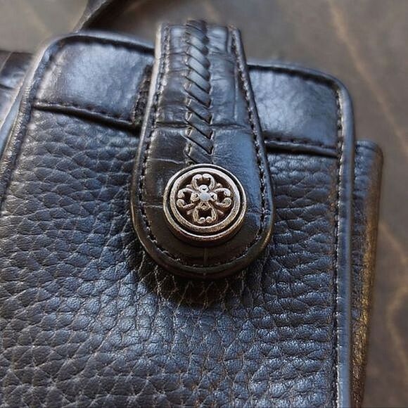 Vtg 90s black pebbled leather multi-pocket crossbody mini bag - Picture 16 of 16